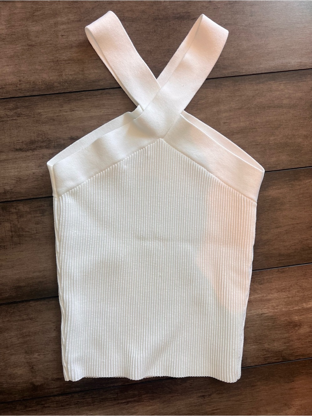 ARITZIA Babaton Sculpt Knit Criss Cross Tank Cropped White Women’s Medium - Picture 3 of 7
